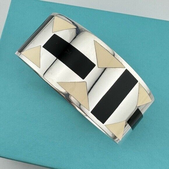 RARE Tiffany & Co. Zellige Geometric Deco Enamel Bangle Bracelet Paloma Picasso