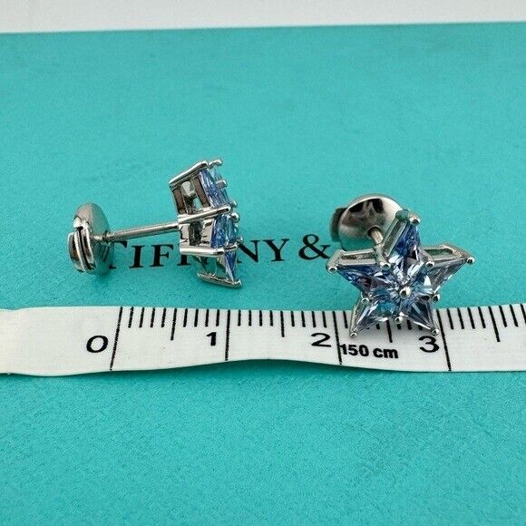 RARE Tiffany & Co. Blue Sapphire Star Stud Earrings in Platinum