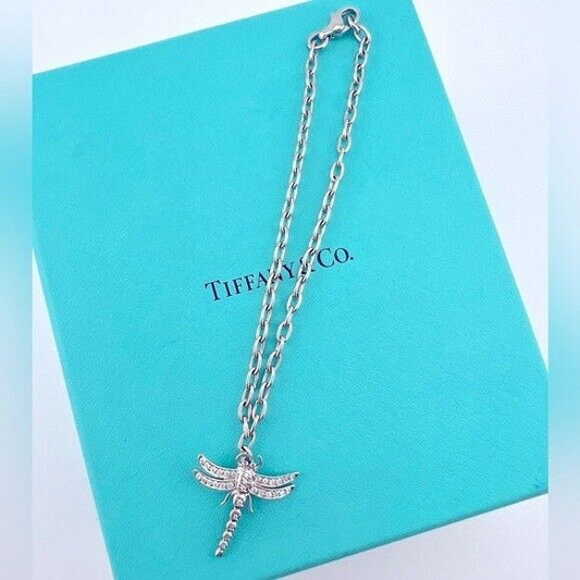 RARE Vtg. Tiffany & Co. Platinum Diamond Dragonfly Bracelet 7.675"