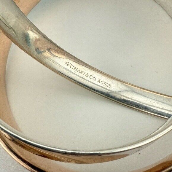 SUPER RARE Tiffany & Co. 1837 Interlocking Rubedo & Silver Bangles Bracelet