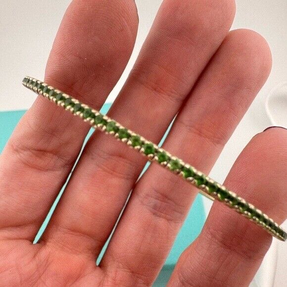RARE Tiffany & Co. 18k Tsavorite Metro Bangle in Yellow Gold