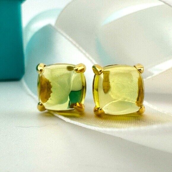 SUPER RARE Tiffany & Co. XL Lemon Quartz Sugar Stack Earrings 18k Yellow Gold