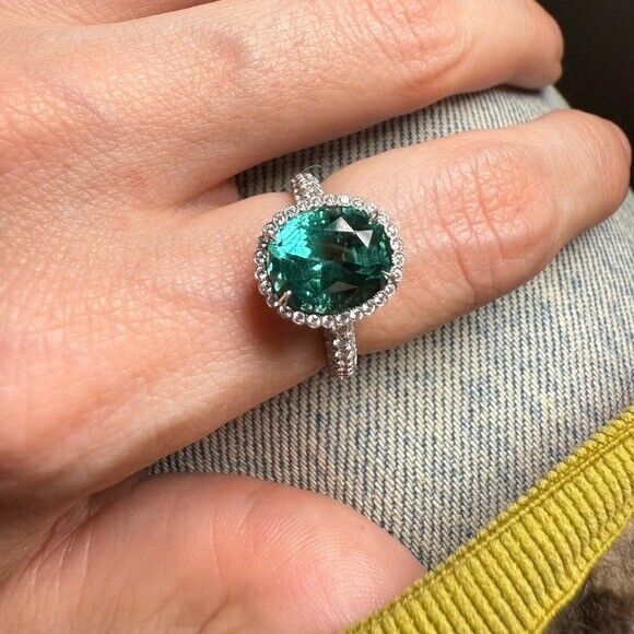 Tiffany & Co. Tourmaline Diamond Cocktail Ring Platinum Size 5.75