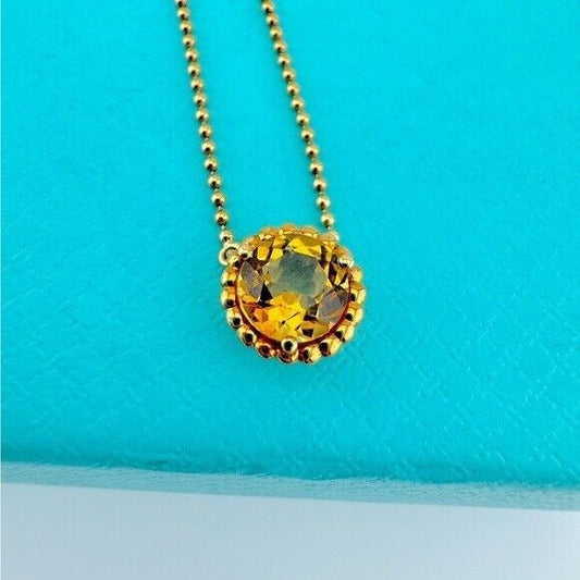 RARE Tiffany & Co. Citrine Sparkler Beaded Chain Necklace 18k Yellow Gold 16"
