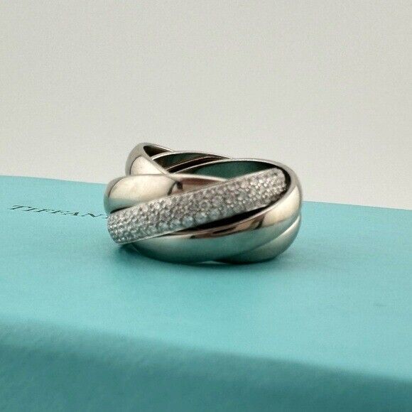 +$15,000 Tiffany & Co. Diamond Paloma's Melody Five-Band Ring in 18k White Gold