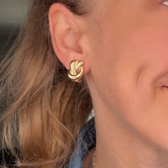 1982 Vintage Tiffany & Co. 18k Pretzel Twist Love Knot Clip Earrings