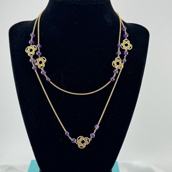 RARE Tiffany & Co. Goldoni Quadruplo Amethyst 34" Necklace Paloma Picasso 26g