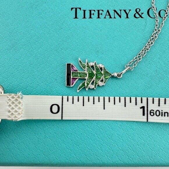 RARE Tiffany & Co. Platinum Christmas Tree Charm Necklace 16"