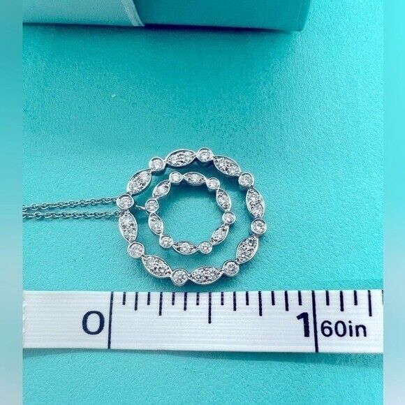 RARE Tiffany & Co Double Circle Jazz Swing Diamond Necklace Platinum .60 TCW