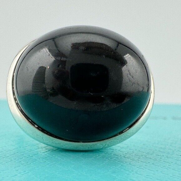 Tiffany & Co. Elsa Peretti 19mm Black Jade Cabochon Ring Sterling Silver