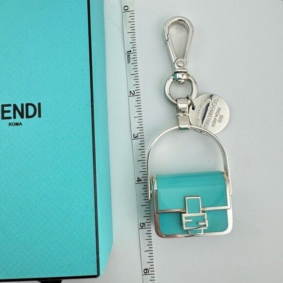 RARE Tiffany x FENDI Pico Baguette Charm in Silver Tiffany Blue Enamel Finish