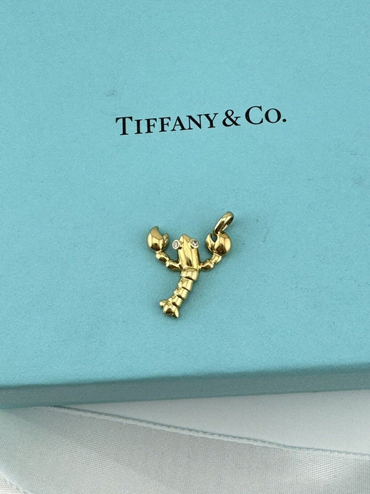 RARE Tiffany & Co. 18k Lobster Charm Diamond Eyes in Yellow Gold
