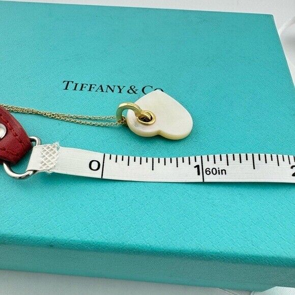 Retired Tiffany & Co. 18k  Mother of Pearl Heart Charm Necklace 16"