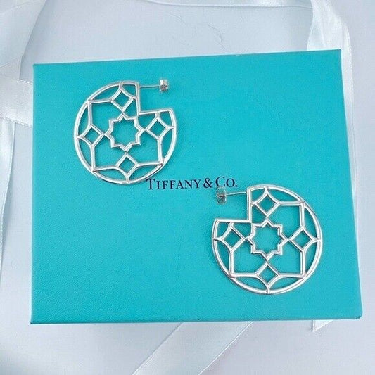 RARE Tiffany & Co. Marrakesh Zellige Hoop Earrings Paloma Picasso Silver