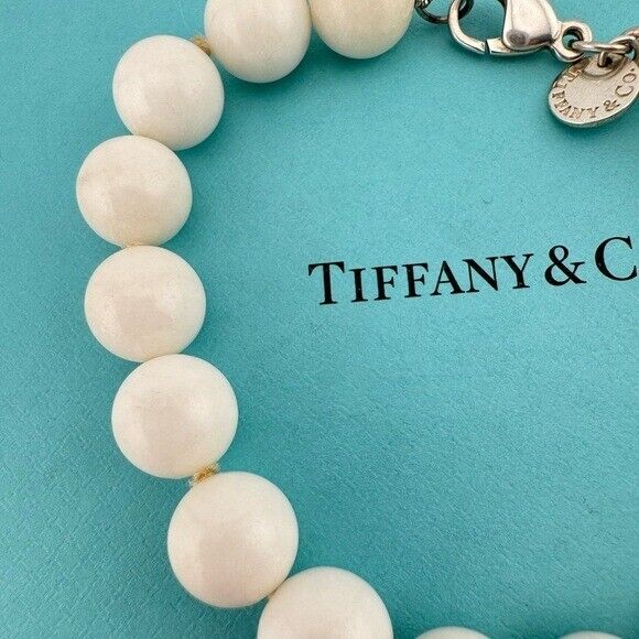 Tiffany & Co. White Dolomite Gemstone Bead Bracelet, Sterling Silver
