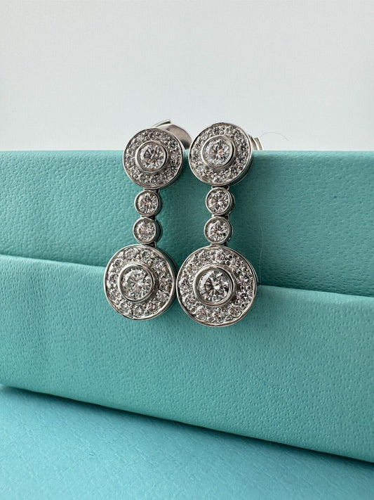 RARE Tiffany & Co. Diamond Circlet Drop Earrings in Platinum