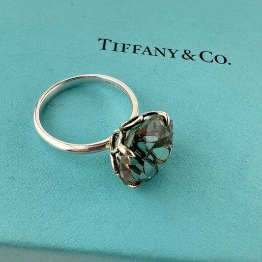 RARE Tiffany & Co. Octagonal Prasiolite Sparkler Silver Retired Size 7.75