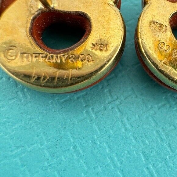 RARE Vintage Tiffany & Co. Jasper Eternal Circle Earrings 18k Yellow Gold