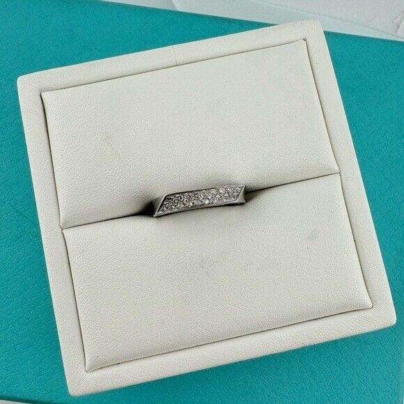 Tiffany & Co. 18k Diamond Torque Ring by Frank Gehry Size 4 in White Gold