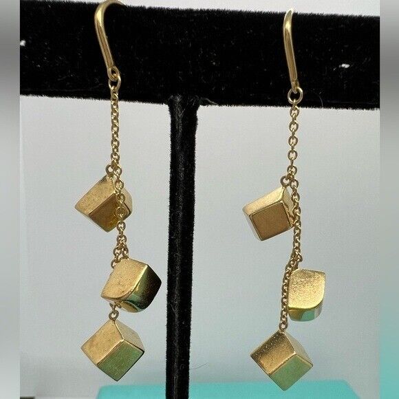 Tiffany & Co. Frank Gehry Torque Drop Earrings 18k Yellow Gold RARE