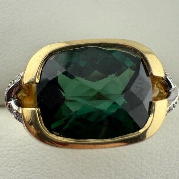 RARE Tiffany & Co. Tourmaline Cocktail Ring with Pave Diamond X Size 5.25 14g