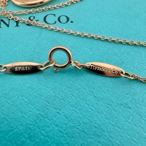 Tiffany & Co. 18K Rose Gold Black Jade Open Heart Necklace 16"