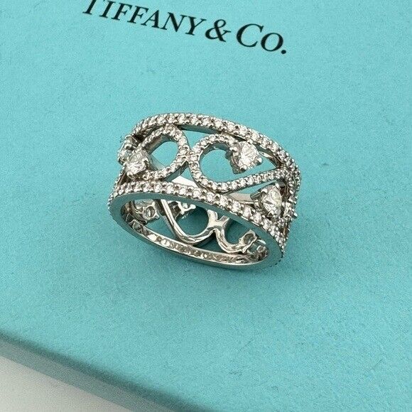 RARE Tiffany & Co. Diamond Enchant Scroll Ring in Platinum Retired 1.3 TCW