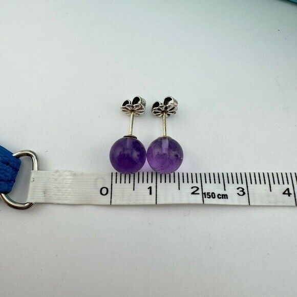 RARE Tiffany & Co. 8mm Amethyst Bead Earrings Sterling Silver