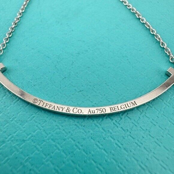 Tiffany & Co. Blue Sapphire Smile Necklace Small 18k White Gold 16"