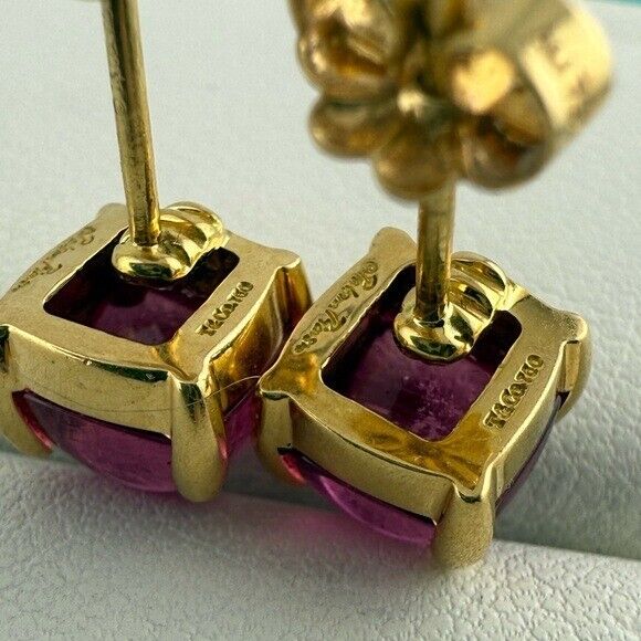RARE Tiffany & Co Rubellite Sugar Stack Earrings 18k Yellow Gold Paloma Picasso