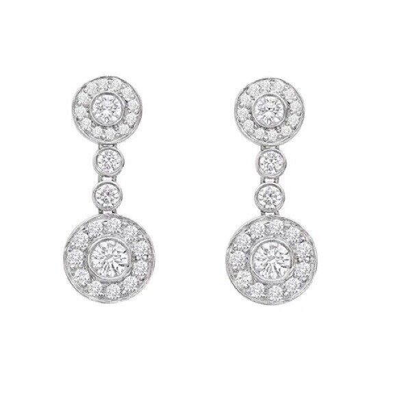 RARE Tiffany & Co. Diamond Circlet Drop Earrings in Platinum