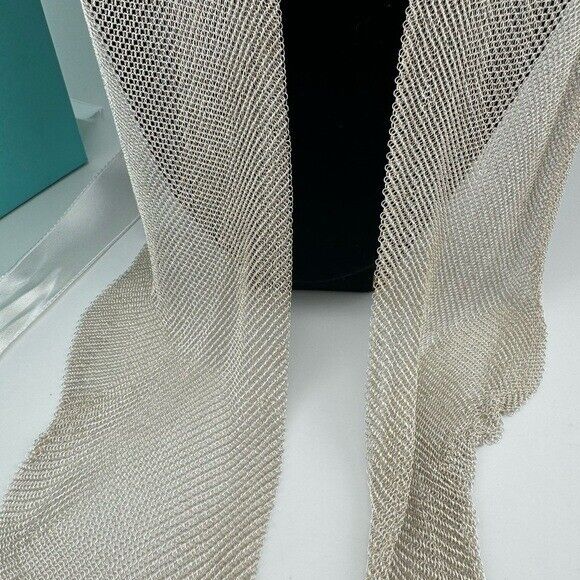 $5900 Tiffany & Co. Elsa Peretti Mesh Scarf Necklace Size Large Sterling Silver