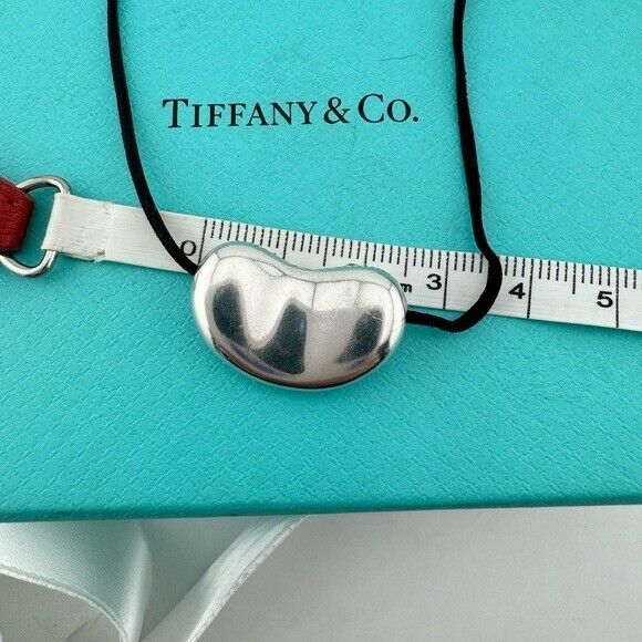 RARE Tiffany & Co. Elsa Peretti 25mm Sterling Silver Bean on Silk Cord