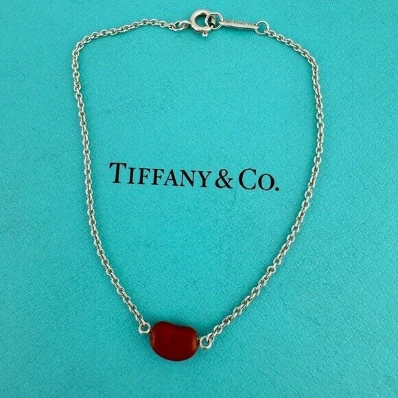 RARE Tiffany & Co. Red Jasper Bean Bracelet by Elsa Peretti in Sterling Silver