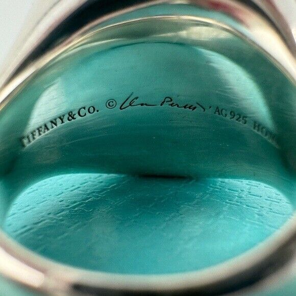 Tiffany & Co. Elsa Peretti 19mm Black Jade Cabochon Ring Sterling Silver