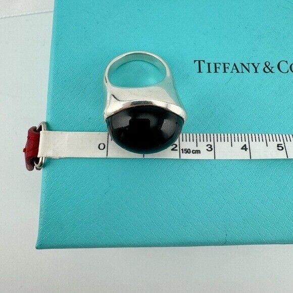Tiffany & Co. Elsa Peretti 19mm Black Jade Cabochon Ring Sterling Silver