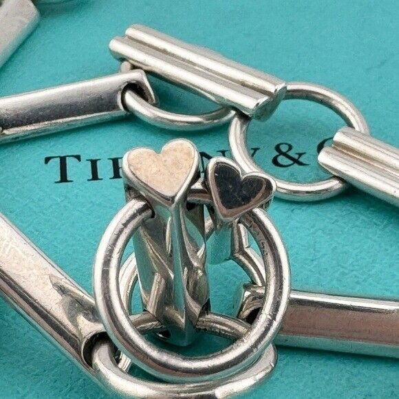 RARE Tiffany & Co. Tenderness Heart Bar Station Collar Necklace Sterling Silver