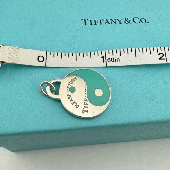 RARE Tiffany & Co. Yin Yang Return to Tiffany Charm Sterling Silver Blue Enamel