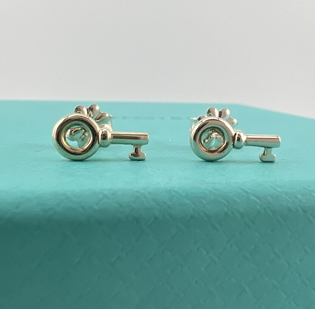 Tiffany & Co. Mini Key Stud Earrings, Sterling Silver, Retired