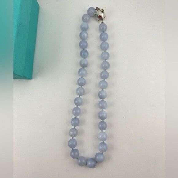 RARE Tiffany & Co. Etoile Blue Chalcedony Gemstone Necklace 18"