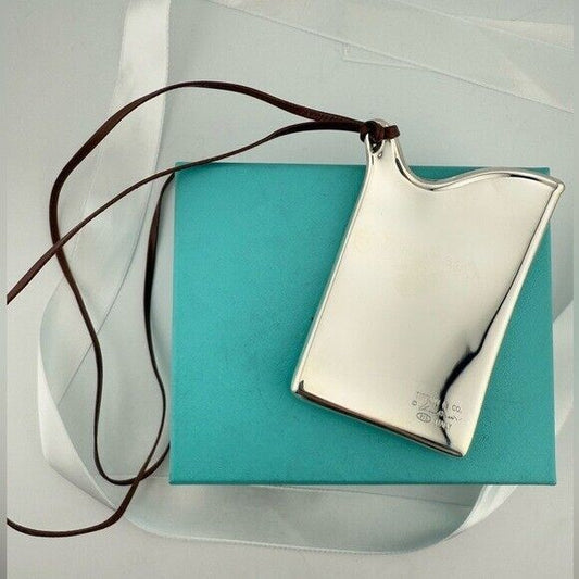 Vintage Tiffany & Co. Elsa Peretti Business Card Holder Necklace on 31" Leather