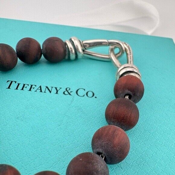 RARE Tiffany & Co. Red Tigers Eye Knot 10mm Bead Bracelet Paloma Picasso