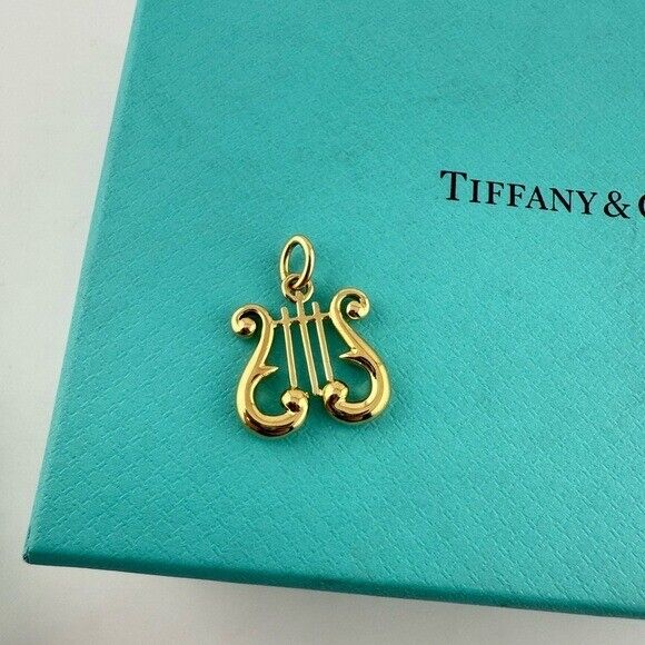 RARE Tiffany & Co. Lyre Harp Charm Pendant in 18k Yellow Gold 4.8g