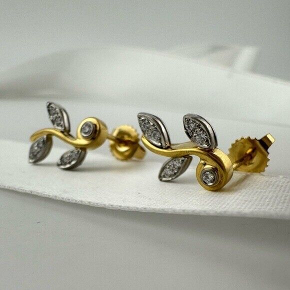 Vintage RARE Tiffany & Co. Vine Garland Earrings Platinum Yellow Gold