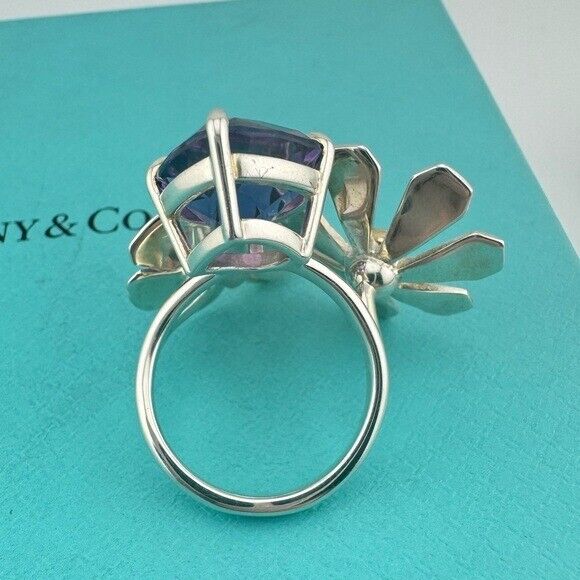RARE Tiffany & Co. Love Bug Ladybug Cluster Ring with Amethyst 18k and Silver