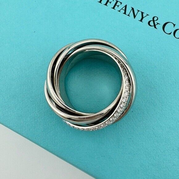 +$15,000 Tiffany & Co. Diamond Paloma's Melody Five-Band Ring in 18k White Gold