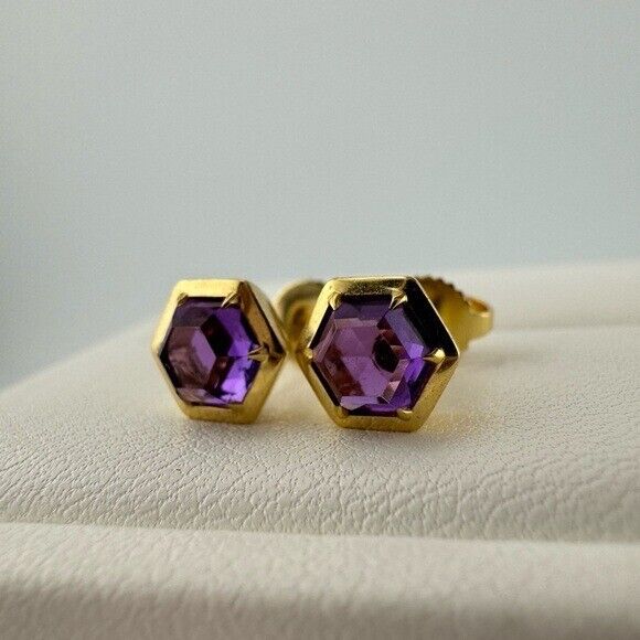 Tiffany & Co. Amethyst Paloma Studio Earrings in 18k Yellow Gold